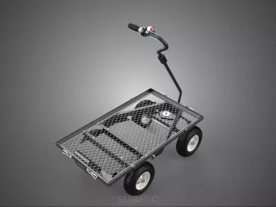 ELECTRIC METAL GRID MESH FLAT BED DECK TRAY TROLLEY CART WAGON 4 3D model