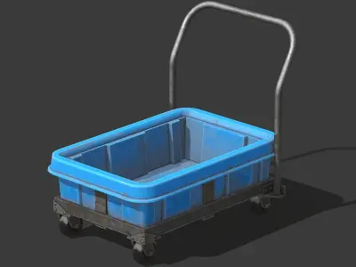 Old Chemical Resistant Spill Trolley   - PBR Game Ready Low-poly 3D model