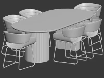 Dining Set conference table and chair 3D model
