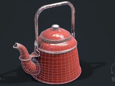 Old Teapot Low-poly 3D model