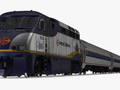Passenger Train Amtrak California 3D model