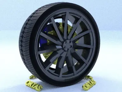 ORTAS CAR RIM 56 GAME READY RIM TIRE AND DISC 3D model