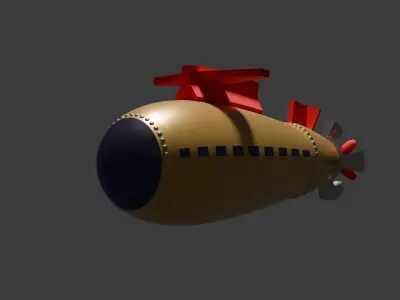 Submarine low poly 3D 3D model