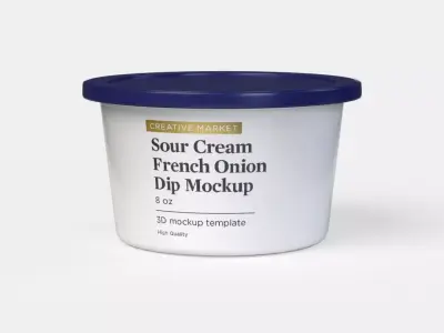 8 oz Yogurt Sour Cream French Onion Dip Container with Lid 3D model