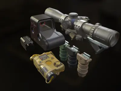 Weapon mods pack Low-poly 3D model