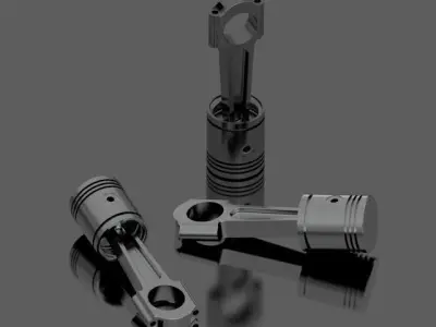 Piston model cnc machined rods Free 3D model