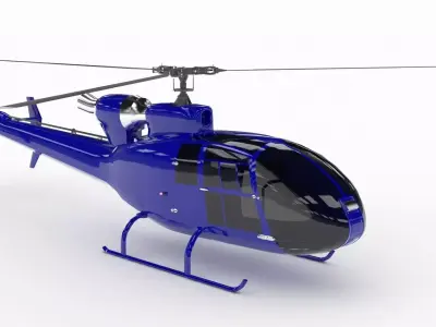 Helicopter SA342 Gazelle   Low-poly 3D model