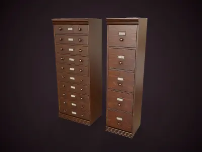Vintage Office Cabinets Collection Low-poly 3D model