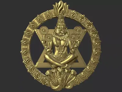 sudarshana narashimha murti  pendant hd stl file 3D print model
