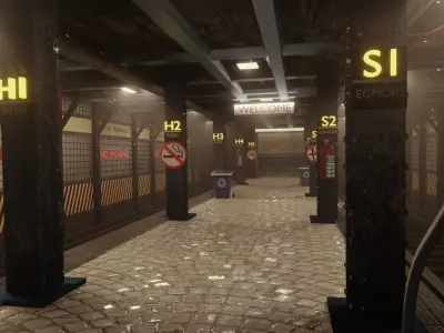 Subway station interior  Low-poly 3D model