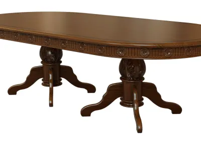 Wooden table with carvings 2500 3D model