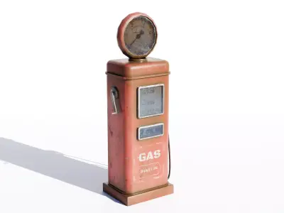 Vintage Gas Pump  Game Ready  Low Poly  PBR Asset Low-poly 3D model