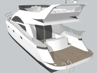 yacht 1 motor Low-poly 3D model