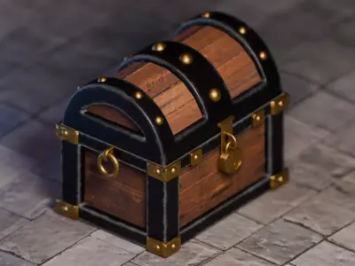 Stylized Treasure Chest  Game Ready 3D Asset Low-poly 3D model