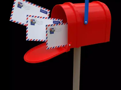 Post box with letters 3D model