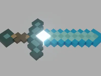 The voxel melee military Low-poly 3D model