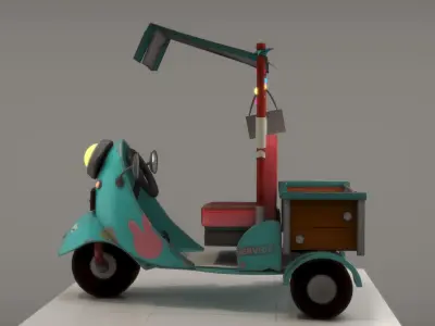 3D tricycle scooter with lamp Low-poly 3D model