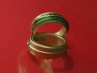 Emerald and pure gold ring 3D model