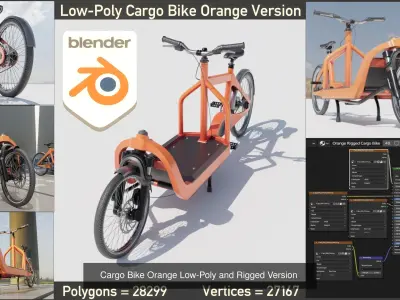Low-Poly Cargo Bike Rigged All Versions 3D Model Pack