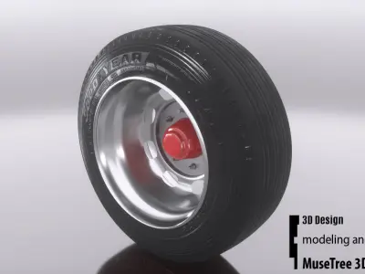Tire and Rim Low-poly 3D model