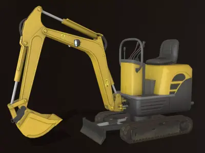 Mini Excavator Low-poly 3D model Low-poly