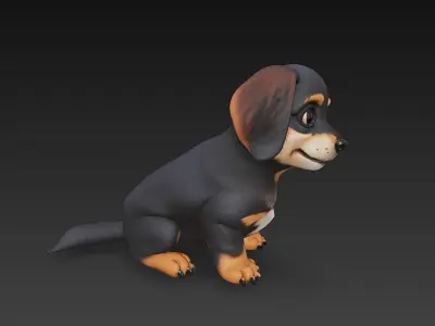 Dog Cute Realistic 3D Model Basic - Low Poly Realistic Low-poly 3D model