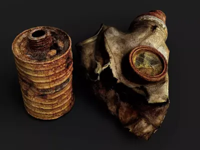 Chernobyl exclusion zone gas mask filter debris PBR scan 3D model