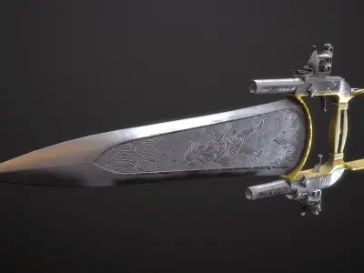 WRATH OF THE GODDESS - Flintlock Katar Low-poly 3D model