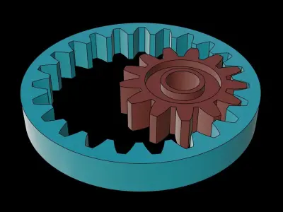 Animated Gears 4 3D model