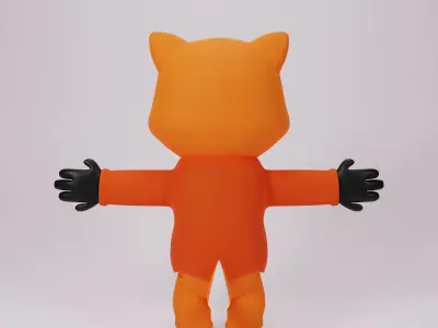 Cute fox character human from 3d model Low-poly 3D model
