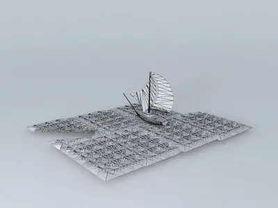 Sailboat floating in ocean Free 3D model