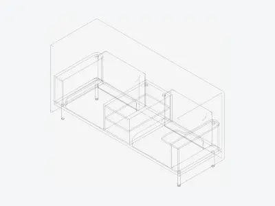 Sofa - Contemporary - Flame - Central Shelf - Armrest Shelf Low-poly 3D model order