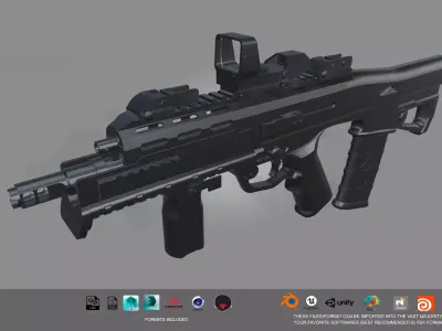 Low-poly Rifle 3D model Low-poly 3D model