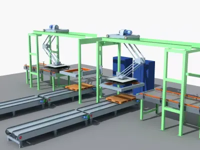 Industrial Equipment 35 - Pallet Stacker Assembly Line 3D model
