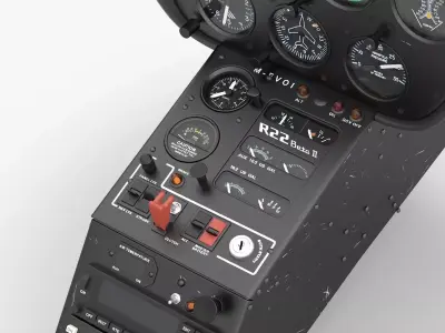 Vertical Flight Dashboard Unit with Flight Gauges Black 3D model