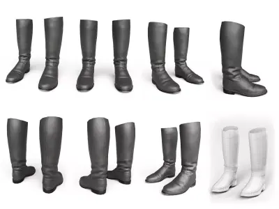 Collection of boots and shoes Low-poly 3D model