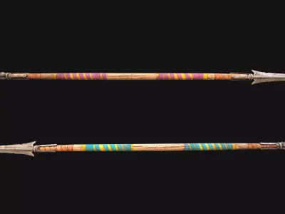 Medieval Wooden Spear Lance Weapon Low-poly 3D model