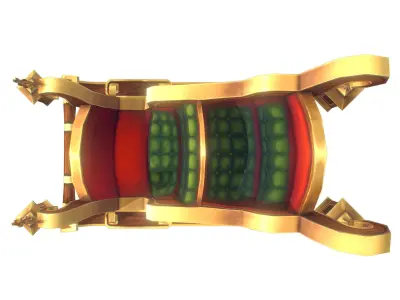 Santa Sleigh - Low Poly Hand Painted Low-poly 3D model