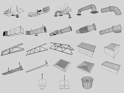 Ceiling pipes and vent 3D model