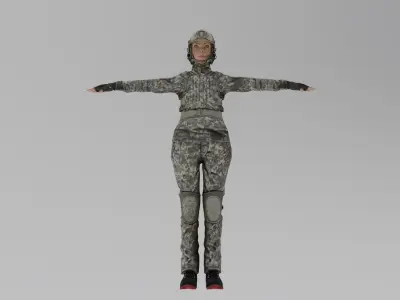 Soldier Woman Rigged Animated Low-poly 3D model