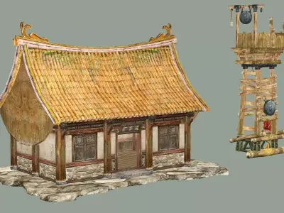Japan Asian Medieval Hut C House 3D Model Low-poly 3D model