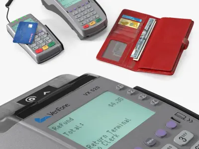 Payment Terminal Set with Credit Card and Wallet 