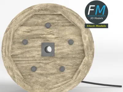 Wooden coil of electric cable 3D model