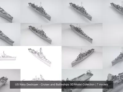 US Navy Destroyer - Cruiser and Battleships 3D Model Pack