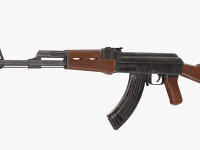 AK-47 rifle Low-poly 3D model
