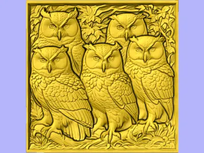 QUADRO DECORATIVO CORUJAS 3D model