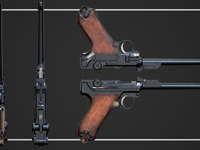 Luger P08 Pistol Low-poly 3D model purchase