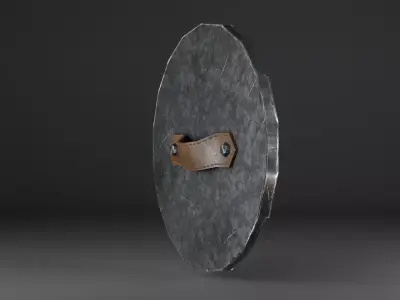 Stylized Weathered Viking Round Shield Low-poly 3D model