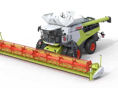 Claas Lexion Wheeled with CombineHarvester Low-poly 3D model