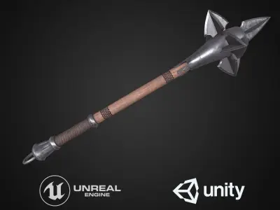 Medieval mace Low-poly 3D model 9